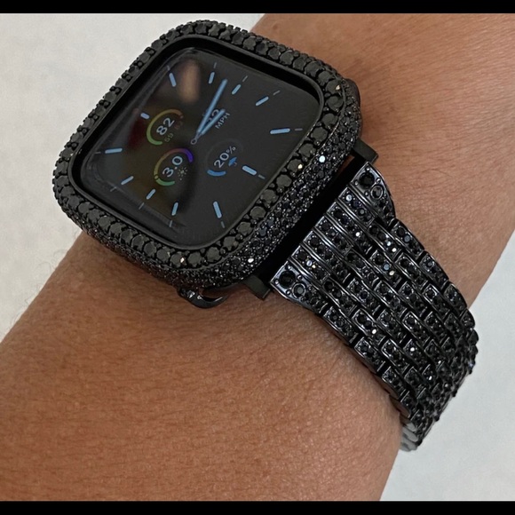 Apple Watch Black Lab Diamonds Bezel Case Band & Cover - Picture 2 of 6